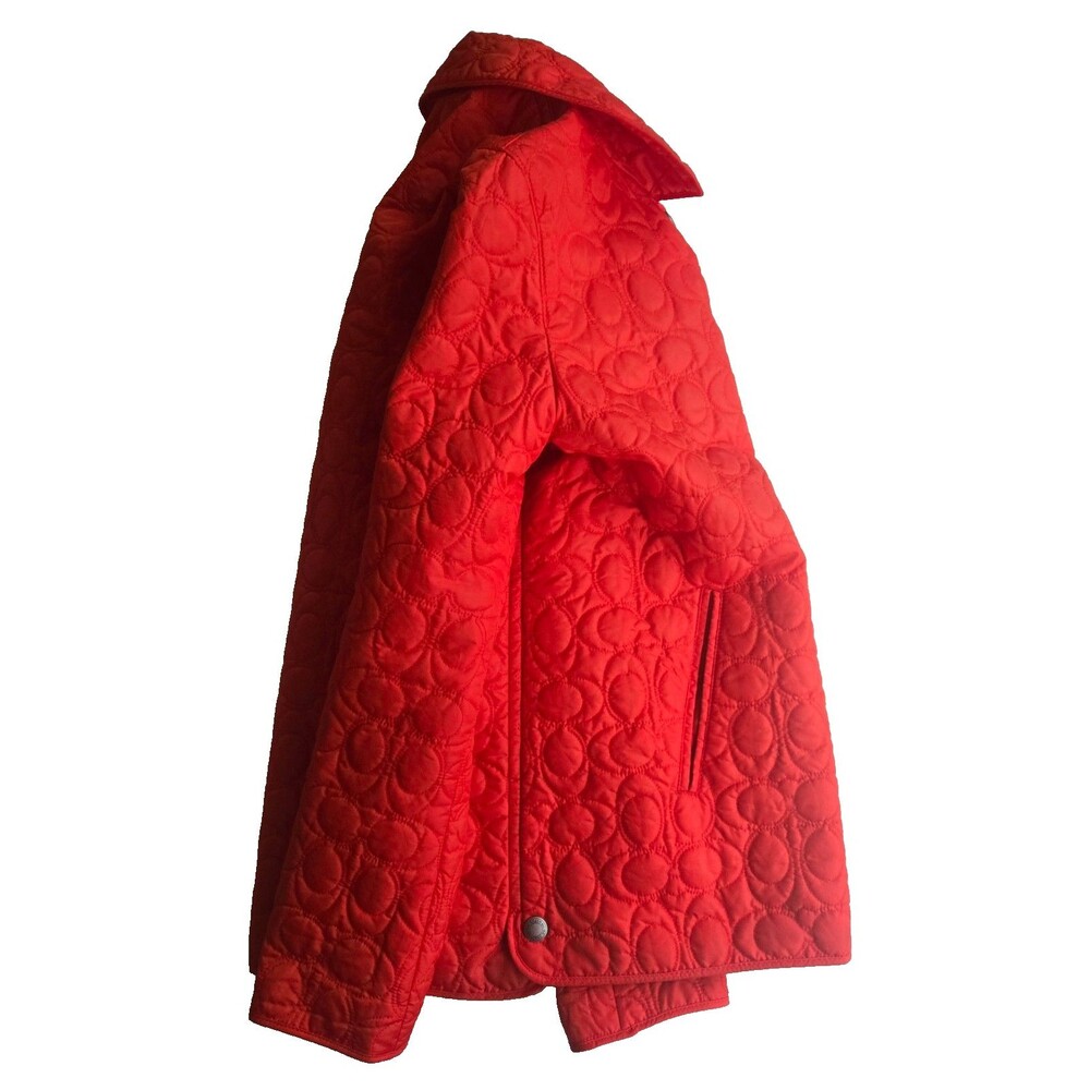 Coach logo orange quilted‎ snap-up jacket - long sleeve, pockets - L - Picture 6 of 8